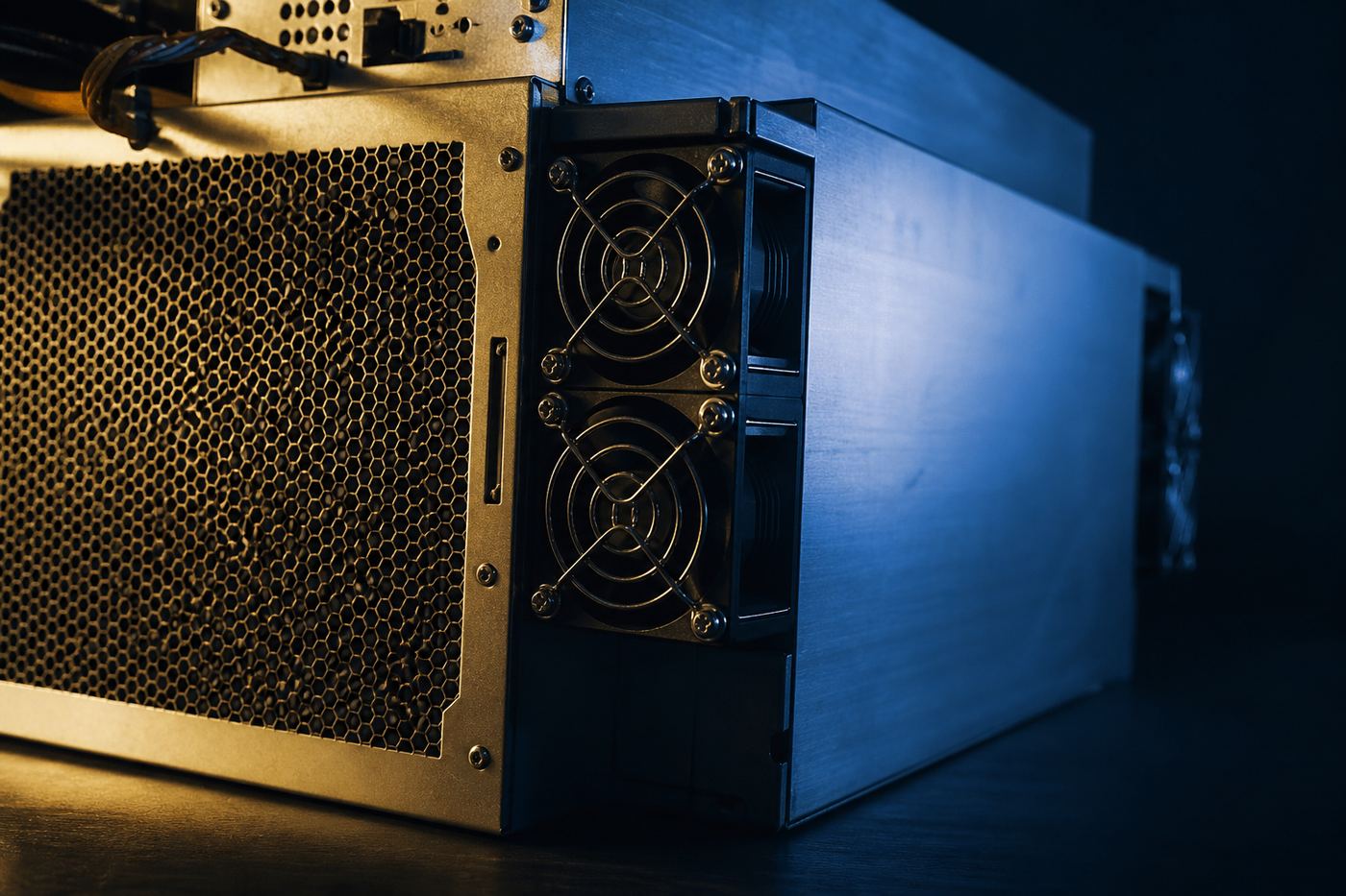 Close-up of retired ASIC mining hardware